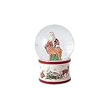 Villeroy und Boch - Christmas Toy's 'Santa und Hirsch' Schneekugel, große Schüttelkugel mit Santa Claus aus Hartporzellan, weihnachtliche Motive, Glaskugel, bunt