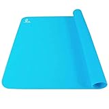 SUPER KITCHEN Antihafte Rutschfeste Backunterlage/Backmatte Silikon Groß 60x40cm Ausrollmatte Teigmatte Silikonmatte Backfolie Arbeitsmatte für Fondant Gebäck Pizza Matte, BPA Frei（Blau）