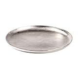 BUTLERS Dekoteller aus Metall - Silberne Metallschale aus Aluminium (Ø 34 cm) - Vintage Deko-Tablett Banquet perfekt als Kerzenteller, zur Aufbewahrung und Dekoration