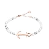 PAUL HEWITT Armkette Damen Anchor Spirit Marble aus Edelstahl IP Roségold mit Anker und Perlen in Marmor-Optik