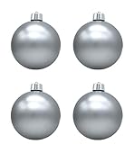 DARO DEKO Weihnachts-Kugel XXL Ø 20cm - 4 Stück Silber matt