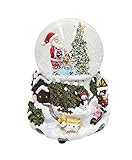 Wichtelstube-Kollektion XL LED Schneekugel Weihnachten elektrischer Schneewirbel, viele Melodien und Farbwechsel Glitzerkugel Weihnachtsdorf