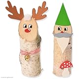 matches21 Weihnachtswichtel & Rentier Holz Bastelset Bausatz 2 STK. zum Selbstgestalten für Kinder ab 7 Jahren