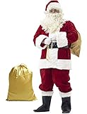 Ahititi Weihnachtsmann Kostüm Deluxe, Nikolauskostüm Santa Claus-Erwachsenenkostüm 10-Teilig L
