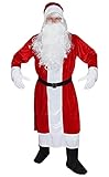Foxxeo Rotes 6-teiliges Premium Weihnachtsmann für mit Mantel für Herren - Größe M-XXXXL, Größe:XXXL/XXXXL