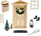 Super Idee Wichteltür Ostern Weihnachten Set Miniatur Wichtel Wichtel Tür Nissedor mit Zubehör Stiefel Weihnachtsbaum Dekokranz Holzleiter Verzierungen für Ostern Weihnachten