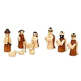 Dekohelden24 Holz Krippenfiguren als 10er Set, Maße L/B/H: 1,7 x 2,8 x 5 cm., VSGWK89, Natur/Braun, 10er Set, 5 cm