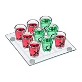 Relaxdays 10022787, transparent Tic Tac Toe Trinkspiel, für Erwachsene, 2 Personen, 9 Schnapsgläser, JGA, lustiges Partyspiel, 1 Stück (1er Pack)