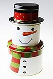 KAMACA 3 er Set Keksdosen dreistöckige Gebäckdosen praktisch und stillvoll zu Winter Advent Weihnachten (Schneemann)