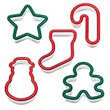 Westmark Ausstechförmchen für Kinder, Weihnachtsmotive, 5-tlg., Kunststoff, Kids, Grün/Rot, 30572230