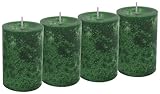 Unbekannt 4 Stumpenkerzen Kerzen Dunkelgrün Grün Adventskranz Weihnachten Tischdeko Deko, Unparfümiert