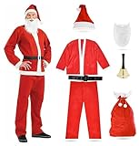 6 in 1 Set Weihnachtsmannkostüm & Nikolauskostüm - Santa Costume - für Weihnachten - Kostüm für Nikolaus - Weihnachtsmann - Santa Claus - Herren & Erwachsene