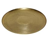 LaLe Living orientalisches Tablett - Tepsi - rund aus Eisen in Gold, Ø37cm zur Verwendung als Serviertablett oder Dekotablett für Kerzen, Vasen oder Adventskranz