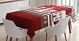 ABAKUHAUS Weihnachten Tischdecke, Winter-Thema-Baum, Wasserfest Waschbar mit Klar Sichtbaren Farben kein Verblassen Personalisiert, 140 x 240 cm, Rot-weiß