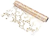 100%Mosel Organza Tischläufer Sterne, in Gold/Metallic (28 cm x 5 m), transparentes Tischband, edle Tischdeko für Weihnachten & Adventszeit, Festliche Dekoration zu besonderen Anlässen