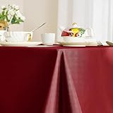 RYB HOME Rote Tischdecke für Weihnachten Deko - Abwaschbare Tischdecke für Geburtstagfeier & Hochzeit Tischwäsche Pflegeleicht, Eckig, 1 Stück H 260 x B 150 cm, Rot