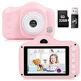 Kinderkamera, Kamera für Kinder, Digitale Kinderkameras mit 3,5-Zoll-Bildschirm 8,0 MP 1080P HD-Kamera, Wiederaufladbare USB-Spielzeugkamera für Kinder Jahre alt Geburtstag Weihnachten (Rosa)