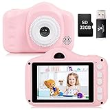 Kinderkamera, Kamera für Kinder, Digitale Kinderkameras mit 3,5-Zoll-Bildschirm 8,0 MP 1080P HD-Kamera, Wiederaufladbare USB-Spielzeugkamera für Kinder Jahre alt Geburtstag Weihnachten (Rosa)