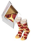 Pizza Socks Box Slice - Pepperoni - Damen Herren Pizza Socken 1 Paar - Größen 41-46