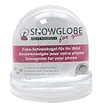 Foto-Schneekugel groß mit 2 x Bild und Sockel transparent | Inhalt: Schnee | B: 9 cm H 8 cm | Schüttelkugel individuell Bilderrahmen | 50000