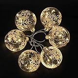 6 x Christbaum Kugeln Glaskugeln mit Warmweiß LED Lichter für Weihnachtsbaum Urlaub Party Festival Dekoration 8 cm