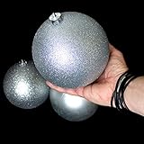 Wohaga 4er XXL Weihnachtskugeln Set 'Lord', Ø15cm, Kunststoff - Christbaumkugeln Tannenbaumkugeln, Farbe:Silber