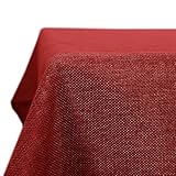 Deconovo Tischdecke Tischdecken Wasserabweisend Tischdecke Lotuseffekt Tischtuch Leinenoptik Tischwäsche, 130x280 cm, Rot, 1 Stück