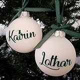 Wunschname auf einer weißen Weihnachtskugel aus Glas | Christbaumkugel | Weihnachtskugel Personalisiert | Weihnachtsgeschenk | Baumschmuck | 1. Weihnachten Baby (Set of 2) MATT