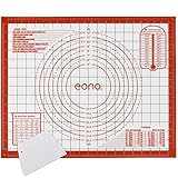 Eono by Amazon Dick Teigmatte Antihafte Backmatte aus Silikon 50 x 40cm, Silikonmatte Teigunterlage Ausrollmatte Dauerbackfolie rutschfeste Backunterlage, Teigschneider für Fondant Pizza Matte (Rot)