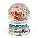 Dekohelden24 Wunderbare Schneekugel, Santa mit Rentier 500892-A Maße H/B/Kugel: ca. 8,5 x 7 cm/ 6,5 cm