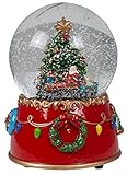 Christmas Paradise Weihnachts-Deko Schneekugel mit Mechanischer Spieluhr Dekoration 15cm Bunt Design mit Weihnachtsbaum