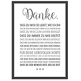 OWLBOOK Danke Liebe Bild mit Spruch im Rahmen A4 - Geschenke für Frauen Geburtstagsgeschenk für Männer Ich Liebe Dich Partner Geschenke zum Jahrestag Geschenk für Ihn Sie