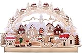 BRUBAKER 3D LED Lichterbogen Schwibbogen - Winterlandschaft mit Altstadt - LED Beleuchtung - Holz natur - 43,5 x 27 x 10,1 cm - Handbemalt