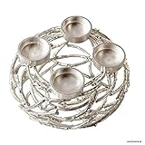 Weihnachtlicher & Moderner Metallkranz/Adventskranz – Edelstahl Weihnachtskranz – Hochwertiger Kerzenhalter/Silberkranz – Weihnachten/Weihnachtsdeko (Ø 30cm - Höhe 14cm)