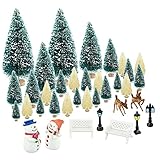 KBNIAN Weihnachten Mini Modell Ornamente 36 Stück Xmas Style Miniatur Ornamente Kits Klein Tannenbaum Weihnachtsfiguren Deko Ornament für Home Garden Tischdeko Schaufenster