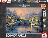 Schmidt Spiele 58450 - Thomas Kinkade 'Winterliches Dorf', 1000 Teile Puzzle