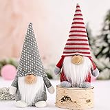 ZYHDFH Plüsch Weihnachten Wichtel Figuren Schwedische Wichtel Santa Dolls Süße Plüschtier Sitzende Weihnachtswichtel Gesichtslose Dwarf Handgemachte Wichtel Figuren Weihnachten Deko 2 Stücke