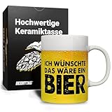 HECHTTAG Tasse mit Spruch Ich wünschte das wäre ein Bier - Vatertagsgeschenke für Papa, Geschenk für Männer zum Geburtstag, Vatertag, Tasse Papa, Vatertaggeschenk - Keramik Tasse 330 ml