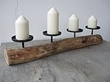 Deko-Impression Stilvoller Kerzenständer, 4er, Holz + Eisen, massiv, Natur, Landhaus
