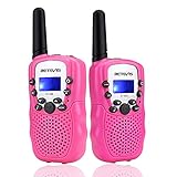 Retevis RT388 Walkie Talkie Kinder, 8 Kanäle Funkgerät Große Reichweite mit Taschenlampe VOX, Geschenk Spielzeug ab 3-12 Jahre für Reise, im Freien (1 Paar, Rosa)