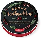 Adventskalender in der Dose. Frohe Weihnachten!: 24 Ideen, Rezepte und Inspirationen für eine gemütliche Adventszeit | Adventskalender in der Dose mit 24 schön gestalteten runden Karten