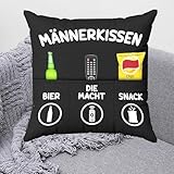 KAMACA Originelles Dekokissen Kissen mit 3 Taschen zum selber Befüllen Größe 43x43 cm tolles Geschenk für gelungenen Sofaabend Filmabend Männerkissen (Männer - Kissen)