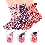 Weihnachtsgeschenke für Frauen, Kuschelsocken Damen Lustige Socken Flauschige Socken Geschenk Beste Freundin Witziges Geburtstagsgeschenk für Freundin Schwester Mama Größen 36-42, Rot, Pink, Lila