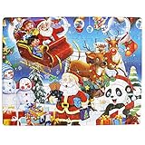 OJIN 100 Stücke Holz Puzzle Frohe Weihnachten Weihnachten Weihnachtsmann Frühen Kinder Entwicklung Puzzle Holz Cartoon Spielzeug mit Metall Aufbewahrungsbox für Jungen & Mädchen (100 Pieces)